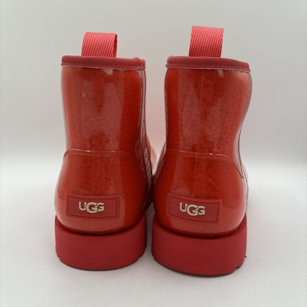UGG Classic Clear Mini Plush Hibiscus Pink Boots Women's Size 6 Wool Blend - Picture 3 of 11